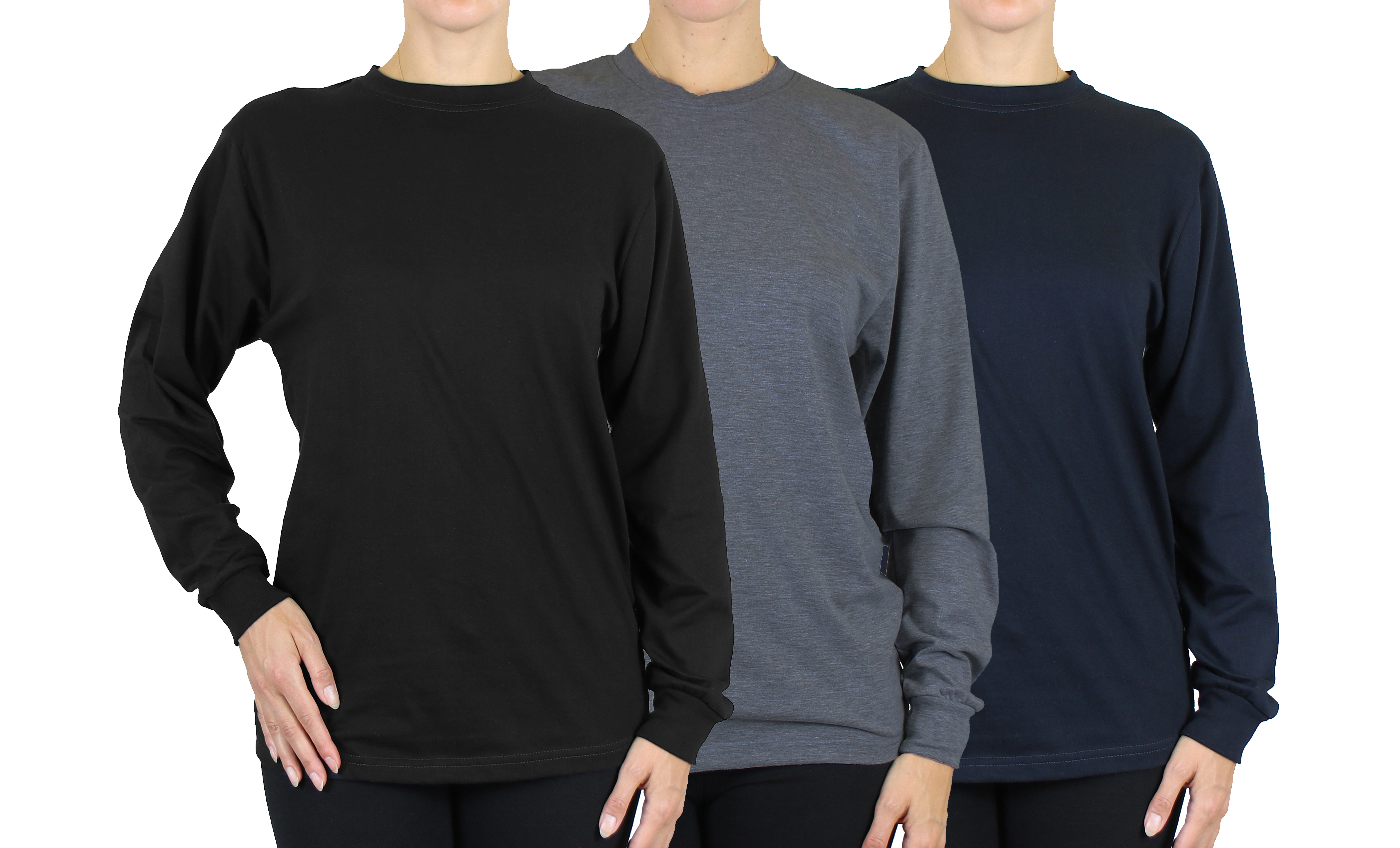 (3 or 6Pk) Womens L/S Loose Fit Solid Shirt - Gallery 14