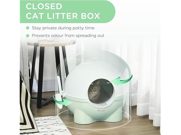 PawHut Hooded Cat Litter Box, Large Kitty Lit