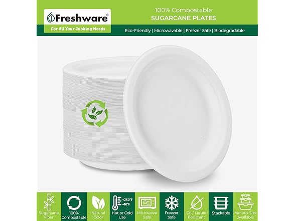 Freshware Paper Plates - Disposable 10" Plate