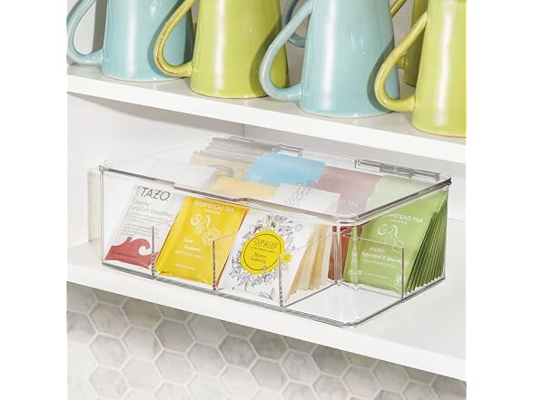 mDesign Tea Bag Single Serve Pouch Divided Bo
