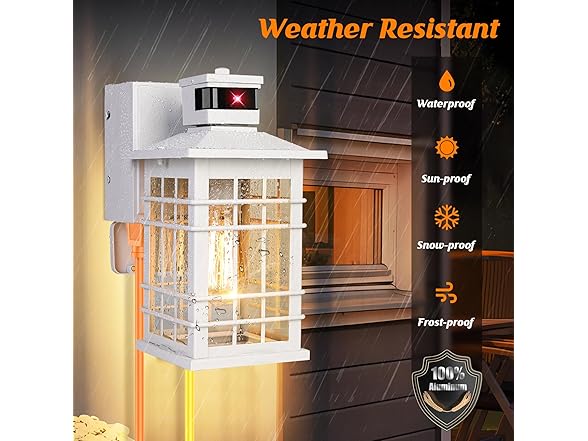 Kondras Porch Light with GFCI Outlets Built-in, Motion Sensor Dusk to Dawn