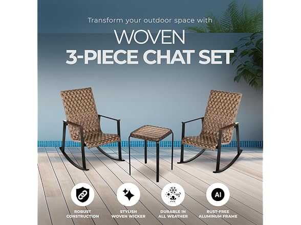 Four Seasons Courtyard Bayside 3 Piece Wicker Patio Furniture