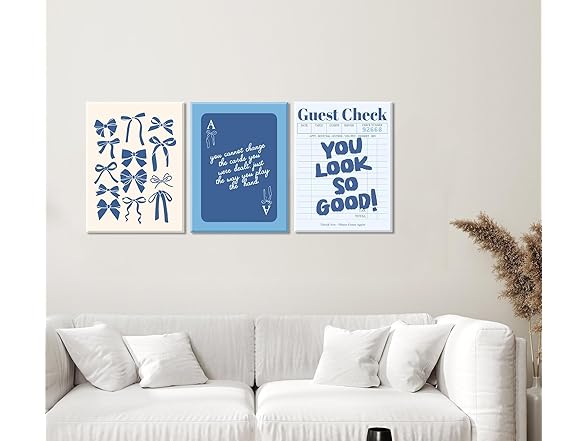 Marllifenney Blue Preppy Wall Art Framed