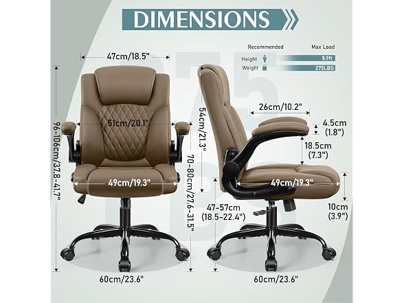 Brick Attic W0893 Leather Office Chair with Wheels1 (Open Box) - Gallery 3