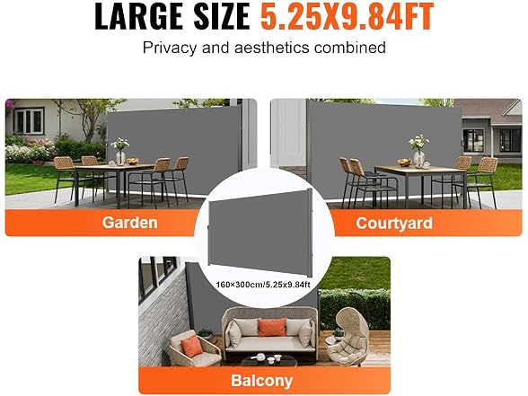 Retractable Side Awning, 63''x 118'' Aluminum