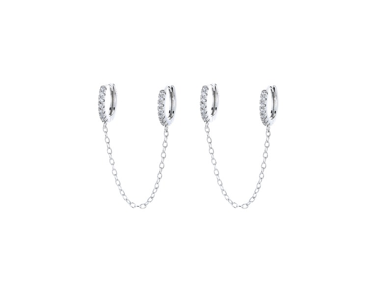 IGT-DAAS-DEBS7329 Sterling Silver Chain Cuff Earrings Silver
