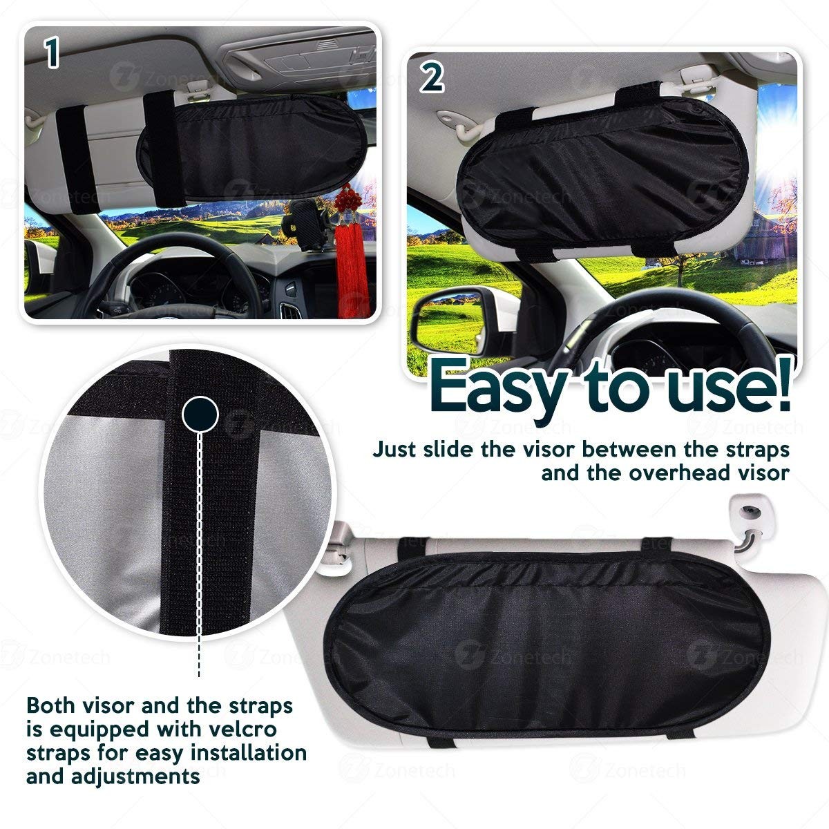 Zone Tech Car Visor Extender Sun Blocker - Gallery 9