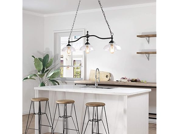 3-Light Kitchen Island Chandelier Black