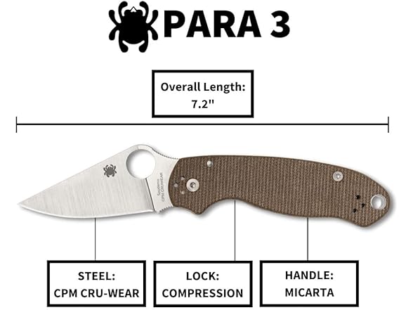Spyderco Para 3 Folding Utility Pocket Knife
