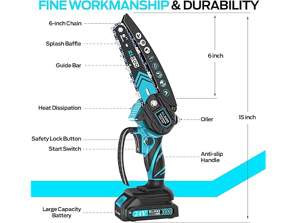 RLSOO 6-Inch Mini Electric Chainsaw