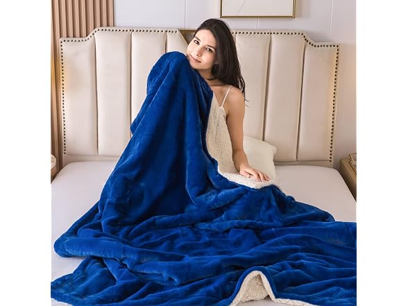 Warm Sherpa Flannel Bed Blankets for King