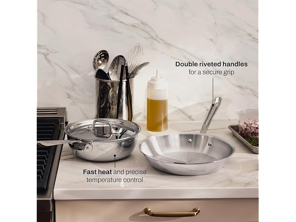 All-Clad Stainless Steel Cookware Saucier + 10” Fry Pan