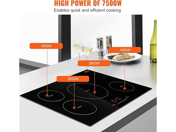 VEVOR Electric Cooktop, 4 Burners, 30''