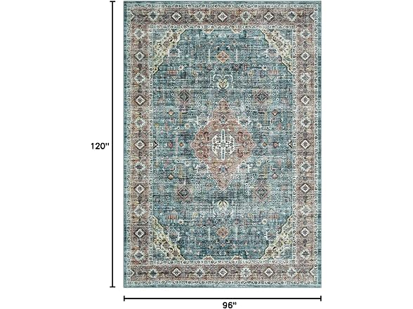 IMINROME 8x10 Vintage Area Rug, Green