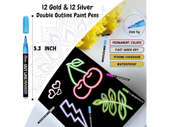 PAINTIGO 24 Double Line Outline Markers