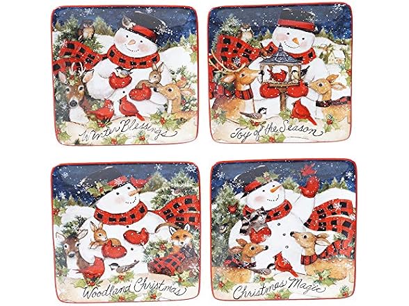 Celebrate the Magic of Christmas with This Set of 4 Canape Plates