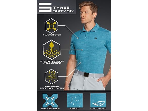 Three Sixty Six Men (M) Golf Shirts Casual T-Shirt