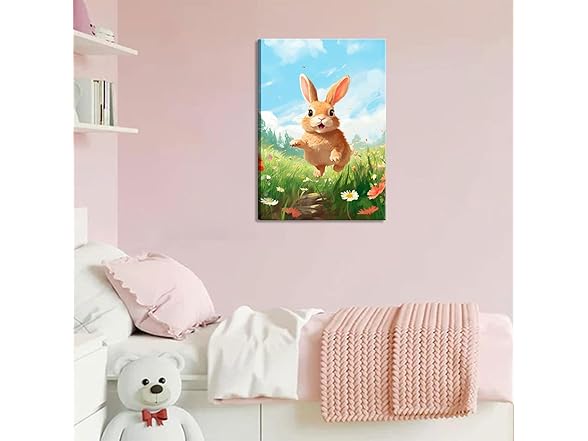Nursery Cute Bunny Canvas Wall Art
