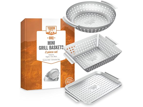 Yukon Glory 3-Piece Mini Grill Basket Set