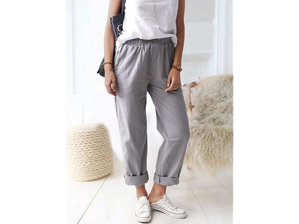 Wrolem Women (XL) Straight Pants Elastic Pants