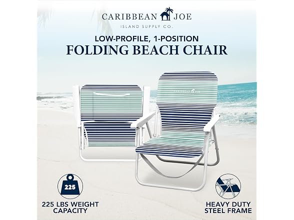 Caribbean Joe Folding Beach Chair, Horizon Stripe