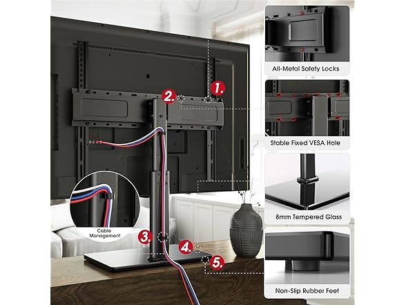 AOKCOS Swivel Universal TV Stand | 32-75"