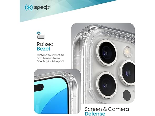 Speck Clear iPhone 16 Pro Case Glitter