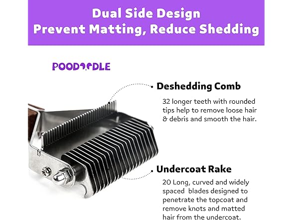 Poodoodle 2 in 1 Dogs Cats Dematting Grooming Comb
