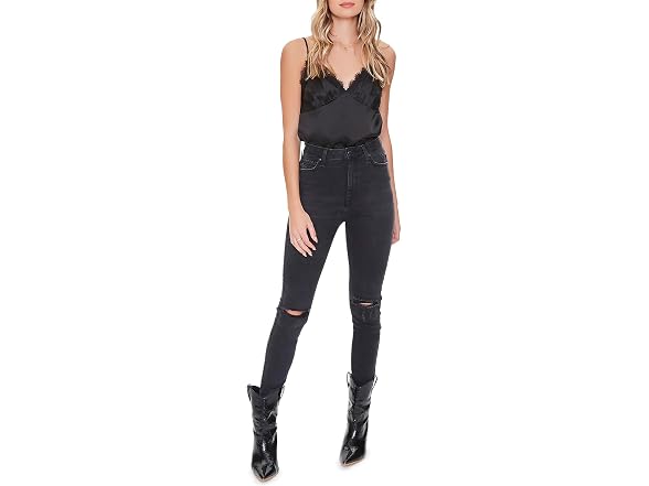 Forever 21 Satin Lace-trim Cami Bodysuit