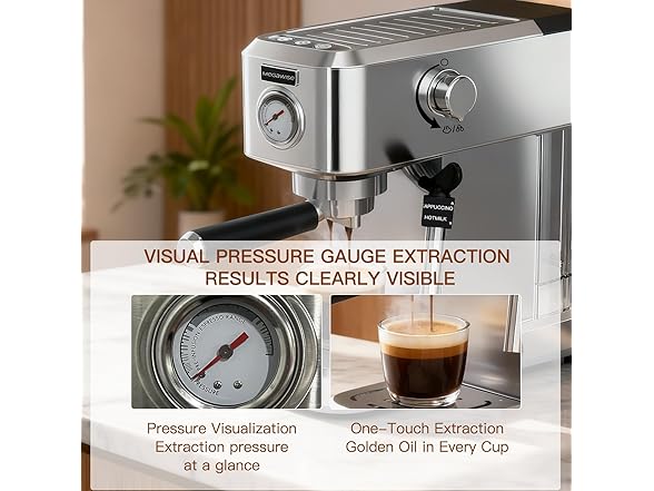 Espresso Machine 20 Bar, Silver