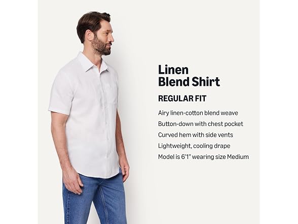 Amazon Essentials Men Short Sleeve Linen Shirt