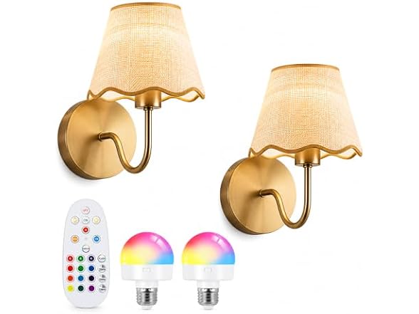 Ownprit RGB Wireless Wall Sconces 2-Set