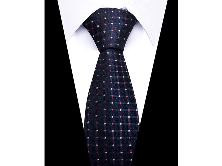 Infinite Basics Formal Men’s Necktie - Navy Grid Dot