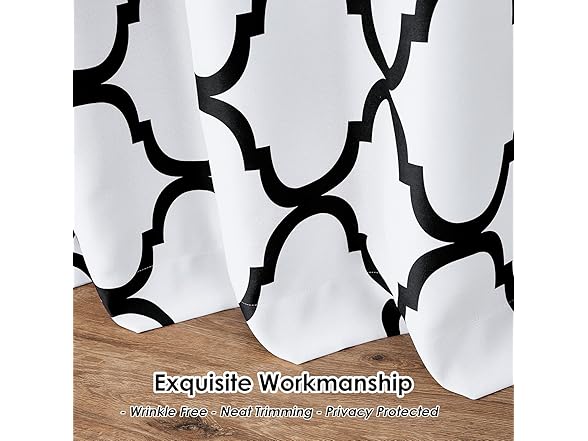 Melodieux White/Black Blackout Curtain 42"x63"