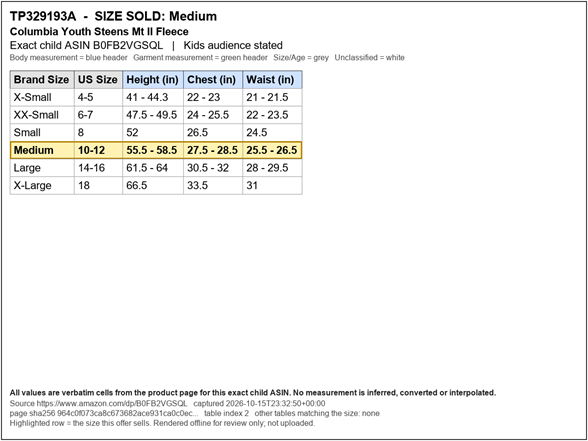 Size Chart