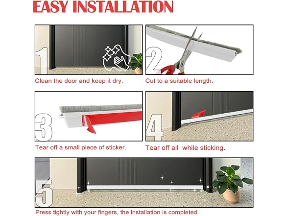 NAKBINX GAR-108 (2 Pack) Door Sweep with Brush