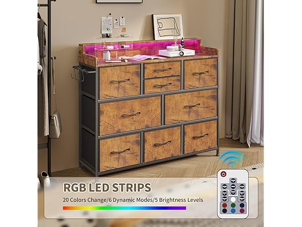 Leadpro Dresser with Charging Station and LED