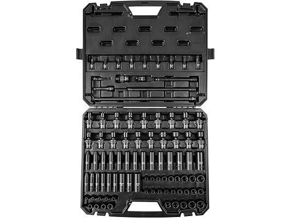 VEVOR 3/8" Drive Impact Socket Set SAE & Metric 90 Piece Socket Set