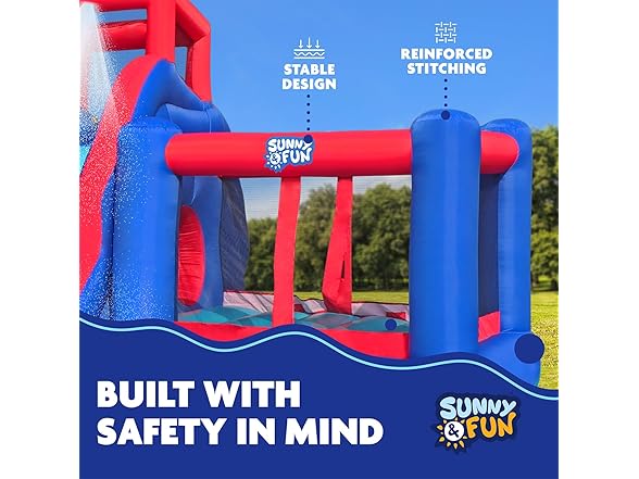 Sunny & Fun 2-in-1 Bounce & Blast Inflatable Water Slide Park