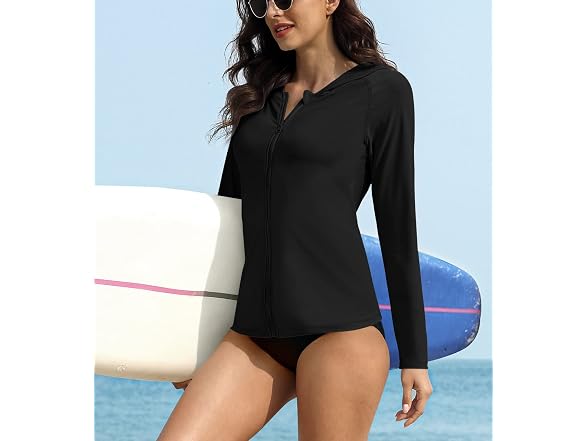 BesserBay Women (L) Half Zipper Rashguard Rash Top