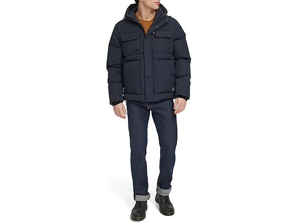 Levis Mens 2Chest Pocket Hooded Puffer