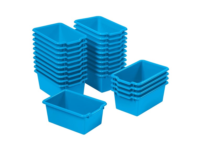 ECR4Kids Scoop Front Storage Bins, Multipurpose Organization, French Blue, 25-Piece
