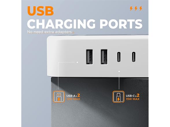 TESSAN 10ft Cord Power Strip (12 Outlets, 4 USB)