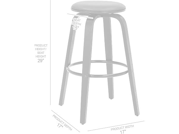 Harbor 30 Backless Bar Stool Swivel Gray- Set of 2