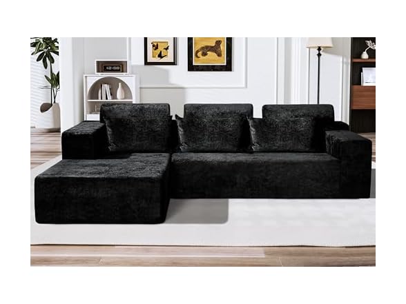 HABUTWAY 105" Velvet L-Shape Sectional