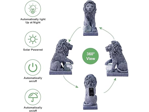 Lion Garden Statue w/ Ball Dcor