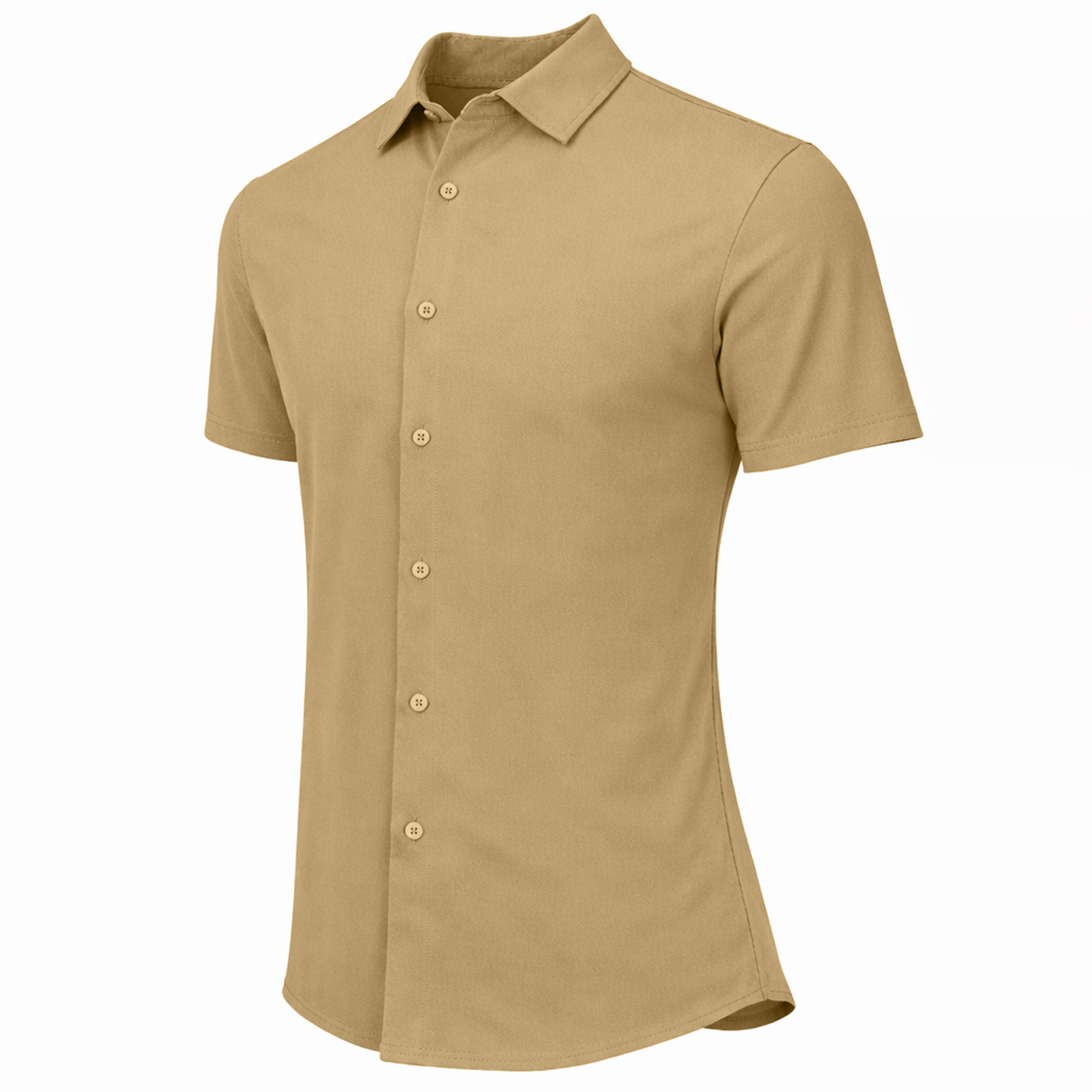 Mens S/S Knit Button Down Shirt - Gallery 19