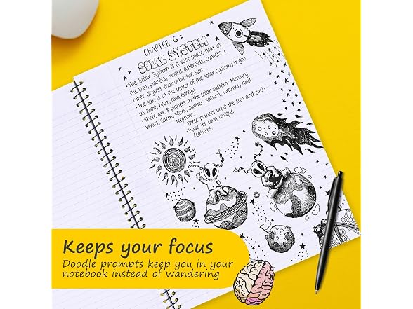 DoodleWrite Wide Ruled Spiral Notebooks
