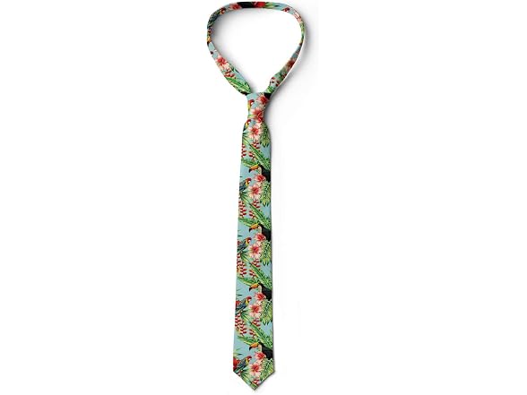 Ambesonne Men (3.7") Tie Hibiscus Parrot Toucan
