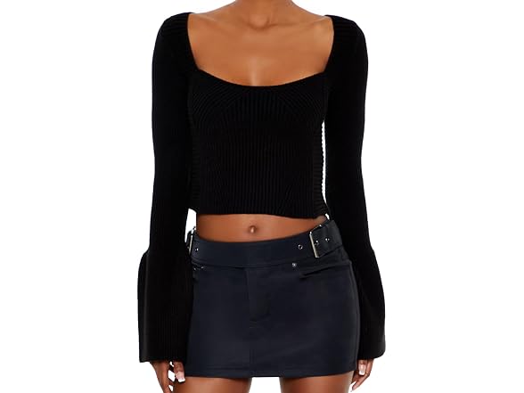 Forever 21 Cropped Bell-sleeve Sweater